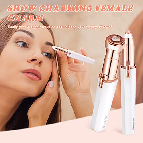 2 en 1 Depiladora facial Binecer Depiladora Cejas Mujer Depiladora Facial Mujer Electrica Depiladora Cejas Electrica sin Dolor Eyebrow Trimmer con Luz LED Recortador de cejas portátil