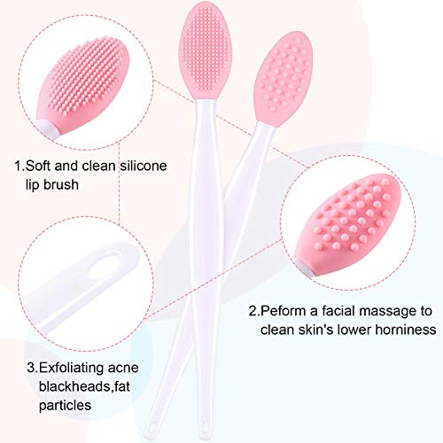 5 Cepillos de Labios de Exfoliante de Silicona, Herramienta Limpiador de Labios Pincel de Labios Suave de Doble Cara para Hacer Labios Más Suaves, Amarillo Verde Menta Púrpura Rosa Azul