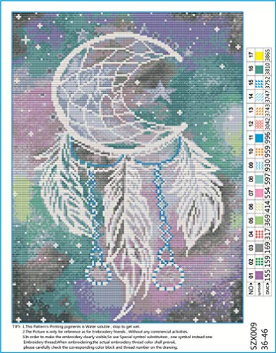 Abillyn - Kit de punto de cruz, diseño de estrellas galaxia, estampado lechoso con patrón impreso (atrapasueños)