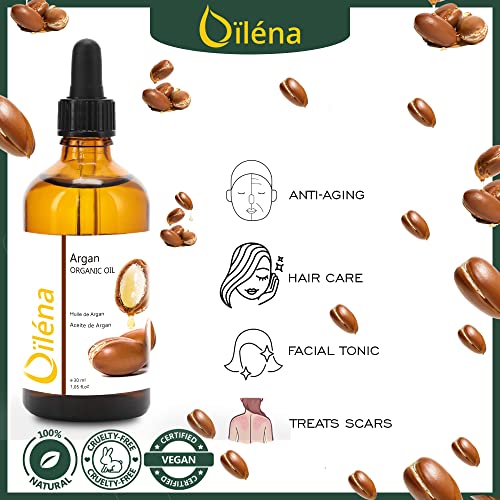 Aceite de Argan Ecologico · Aceite Prensado en Frio · Oro Líquido de Marruecos para el Cuidado Hidratante & Natural para la Piel, Cabello, Barba & Uñas · Cosmetica Natural · 30 ml