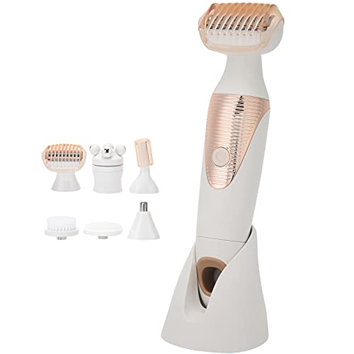 Afeitadora eléctrica para hombres y mujeres, 5 en 1, multifuncional, sin dolor, impecable, eléctrica, afeitadora para el cuerpo de la nariz, cejas, máquina de depilación recargable(for Women-blanco)