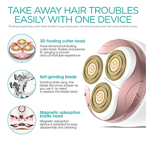 Afeitadora Eléctrica VOGOE con Cuchilla Rotatoria removedor de vello para las piernas, rostro, cuerpo de las mujeres