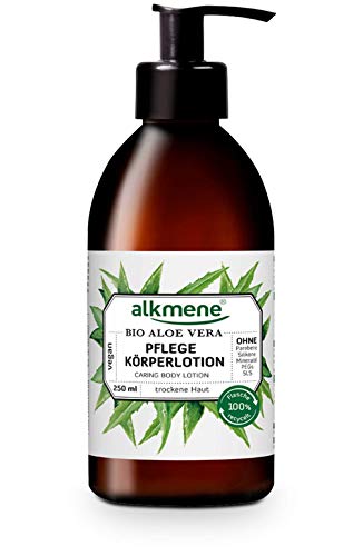 alkmene loción corporal con aloe vera orgánico - Crema hidratante para piel normal a seca - producto vegano sin siliconas, parabenos ni PEGs, SLS y SLES - loción (1x 250 ml)