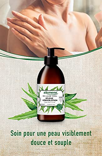 alkmene loción corporal con aloe vera orgánico - Crema hidratante para piel normal a seca - producto vegano sin siliconas, parabenos ni PEGs, SLS y SLES - loción (3x 250 ml)