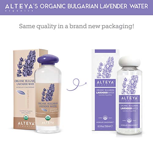 Alteya Organic agua floral de lavanda – 250ml – antiséptico y antiinflamatorio - producto orgánico con certificado USDA, destilado al vapor de flores de lavandula angustifolia búlgara y vendido por el propio cultivador y destilador Alteya Organics