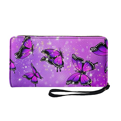 Amzbeauty - Portatarjetas compactas para mujer, con bolsillo para teléfono, Purple Bet, L, Pinza para billetes