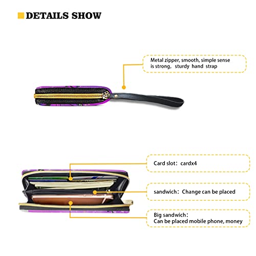 Amzbeauty - Portatarjetas compactas para mujer, con bolsillo para teléfono, Purple Bet, L, Pinza para billetes