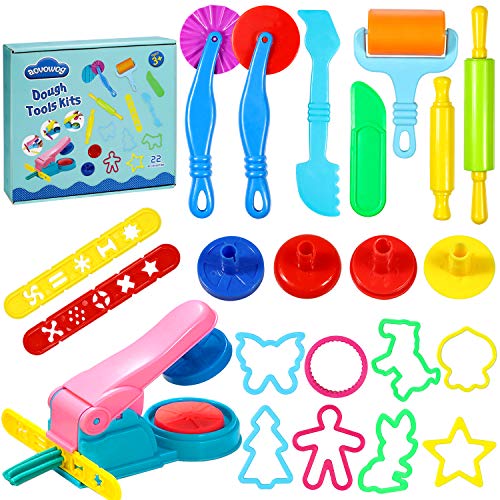 aovowog Herramientas de Plastilina 22 Piezas Extrusora de Accesorios de Plastilina Cortadores de Galletas Juguete de Arcilla para Niños Bebé (Color al Azar)