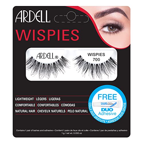 Ardell Pestañas postizas Naturales Wispies 700 | Color Negro | Incluye pegamento | 1 par de pestañas