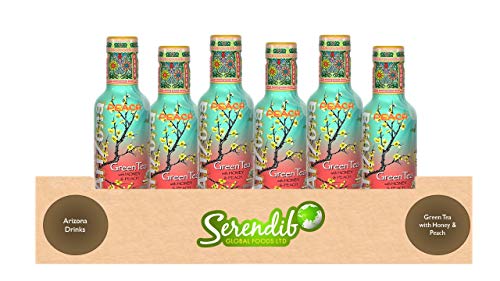 Arizona Green Tea Con miel y melocotón - Botella de 500 ml - Paquete de 6 | 100% natural | 100% placer refrescante | Jugo de melocotón real y miel premium