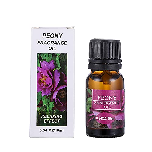 Aromaterapia de aceites esenciales: lavanda pura soluble en agua, jacinto, aceite esencial de menta, 0.34 oz 10 ml, para difusor, vela, ambientador, etc. (varias fragancias) (Peonía)