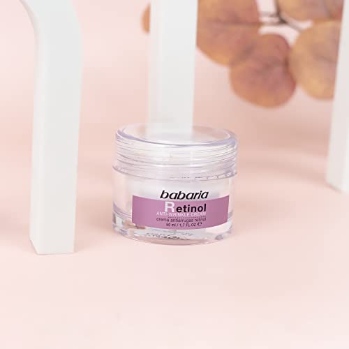 BABARIA Crema Facial Antiarrugas Mujer Retinol y Acido Hialuronico, Blanco, 50 Mililitros
