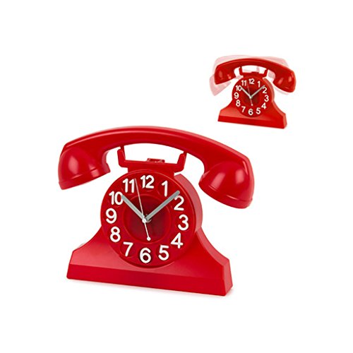 Balvi Reloj de Pared Riiing Color Rojo Reloj Pared Original Vintage en Forma de telefono Plástico 26,
