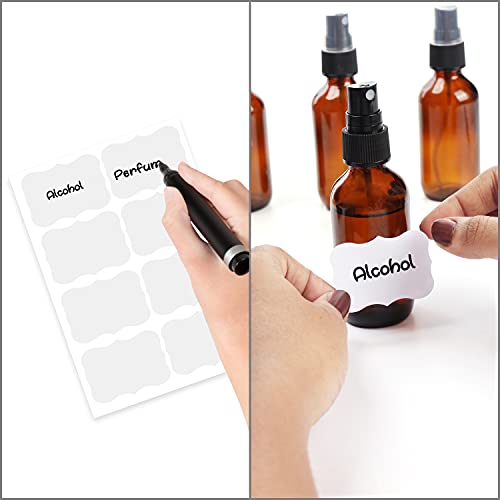 Belle Vous Bote Spray Pulverizador Cristal Ámbar 60 ml (Pack de 16) Botella con Rociador 2 Cuentagotas y Etiquetas – Frascos Vacíos Rellenables Aceites Esenciales, Limpieza, Aromaterapia y Perfume