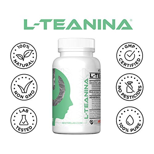 Bestme Suplimentos Inteligentes L-teanina 200mg, Alivio de la Ansiedad y Estrés, Enfoque y Concentración Efectos Nootrópicos Calmantes, Planta Del Té - 60 Cápsulas