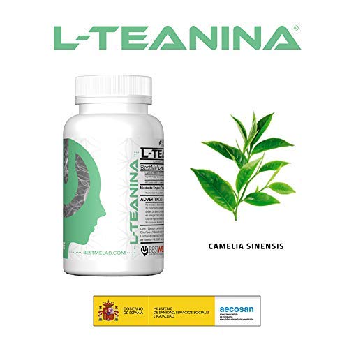 Bestme Suplimentos Inteligentes L-teanina 200mg, Alivio de la Ansiedad y Estrés, Enfoque y Concentración Efectos Nootrópicos Calmantes, Planta Del Té - 60 Cápsulas