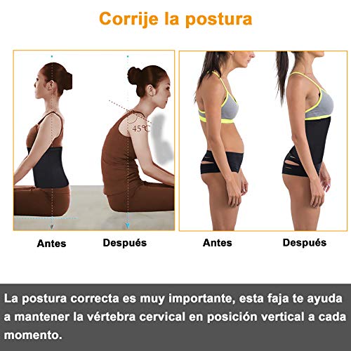 Bingrong Fitness Faja Cintura Entrenador con Cremallera Faja Corset Fajas Reductoras Mujer Fajas Deporte Mallas Neopreno Waist Trainer Abdomen Faja Lumbar Moldeadora Bustier (Negro, Medium)