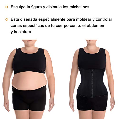 Bingrong Fitness Faja Cintura Entrenador con Cremallera Faja Corset Fajas Reductoras Mujer Fajas Deporte Mallas Neopreno Waist Trainer Abdomen Faja Lumbar Moldeadora Bustier (Negro, Medium)