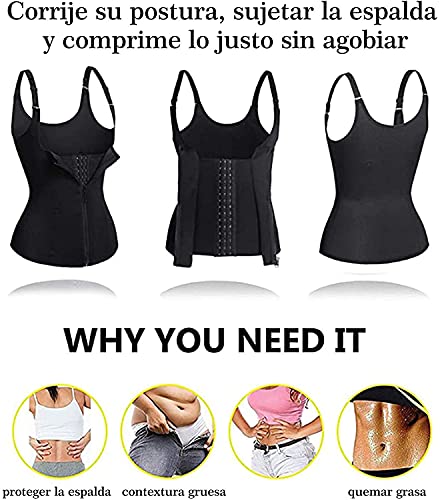 Bingrong Ropa Faja Reductora Mujer Adelgazante Lencería Moldeadora Shapewear Body Waist Trainer Corse de Abdomen Chaleco Moldeador Mujer (Negro, Large)