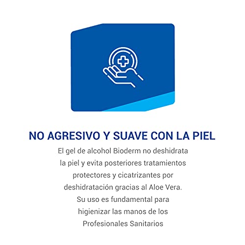 Bioderm - Gel Hidroalcoholico Desinfectante de Manos 100 ml - Gel de Manos Desinfectante e Hidratante con Aloe Vera y Miel - Higienizante Antiséptico - Sin Aclarado