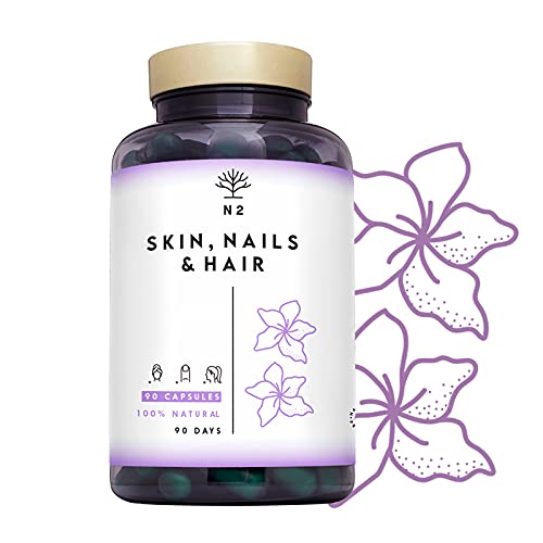 Biotina Zinc Selenio. Vitaminas Cabello Piel Uñas Potente Suplemento Crecimiento y Fortalecimiento de Pelo, Uñas, Barba y Cuidado de la Piel. 90 Cápsulas Alta Concentración N2 Natural Nutrition
