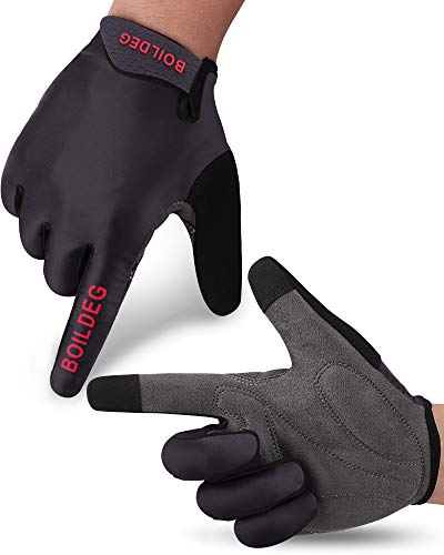 BOILDEG Guantes de Ciclismo,Guantes MTB,Antideslizante Pantalla Táctil,Tela Transpirable,Adecuado para Ciclismo de Montaña,Todo el Vehículo de Terreno,Bicicleta de Montaña (Negro, XL)