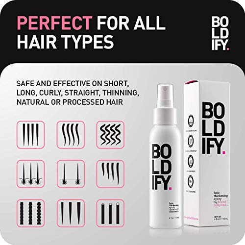 BOLDIFY Hair Thickening Spray - Instantly Thickens and Adds Huge Volume and Body to Fine, Thin and Thinning Hair - The Best Hair Thickener for Women and Men - 4 Ounce by BOLDIFY