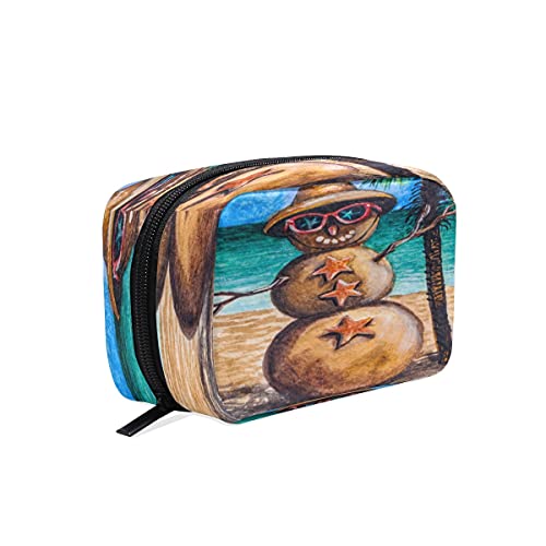 Bolsa de cosméticos de playa de estrellas de mar de nieve para viajes, bolsa de maquillaje, organizador de artículos de tocador, con cremallera, caja de almacenamiento para mujeres y niñas