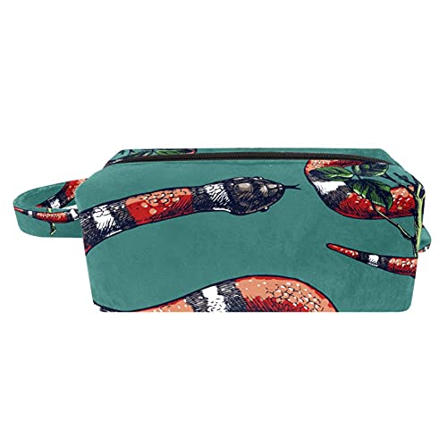 Bolsa de cosméticos de viaje con cremallera Bolsas de maquillaje para mujer Organizador multifunción Bolsa de almacenamiento Organizador para monedero verde rojo blanco negro serpiente venenosa
