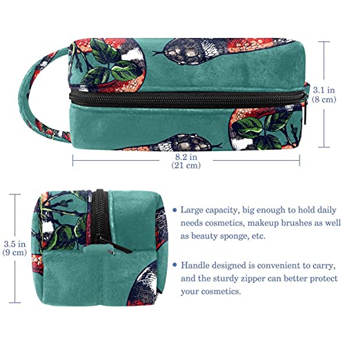 Bolsa de maquillaje bolsa de cosméticos organizador de viaje aseos embrague verde rojo blanco negro serpiente venenosa 18,5 x 7,6 x 13 cm