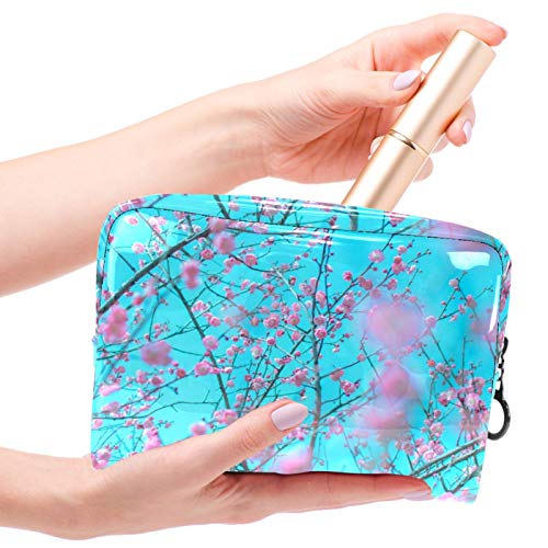 Bolsa de maquillaje portátil con cremallera, bolsa de aseo de viaje para mujeres, práctica bolsa de almacenamiento cosmético perfumada nieve mar ciruela