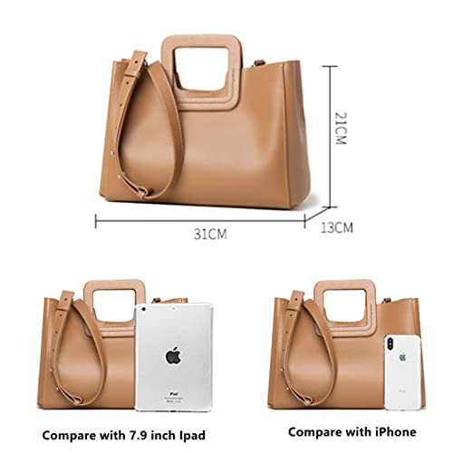 Bolso De Hombro De Cuero De Vaca Para Mujer Bolso Bandolera De Cuero Genuino Simple De Moda Bolso De Mano De Gran Capacidad Para Dama,Black