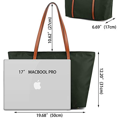 Bolso de Hombro Mujer Bolso Tote de Nylon Tela Oxford, YALUXE Bolso Clásico de Viaje Correa de Cuero Genuino con Bolso Pequeño