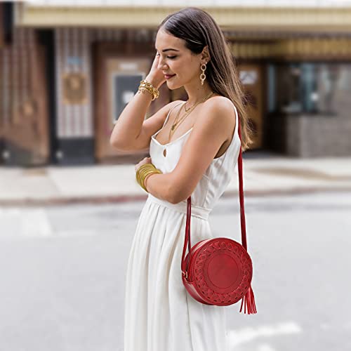 Bolsos De Mujeres Crossbody, JOSEKO Monedero Redondo del teléfono Celular del Bolso de la Cremallera de Cuero de la PU con la Borla