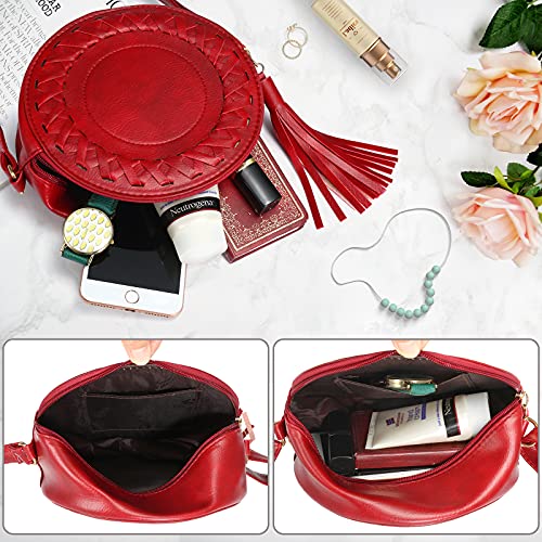 Bolsos De Mujeres Crossbody, JOSEKO Monedero Redondo del teléfono Celular del Bolso de la Cremallera de Cuero de la PU con la Borla