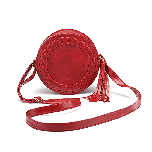 Bolsos De Mujeres Crossbody, JOSEKO Monedero Redondo del teléfono Celular del Bolso de la Cremallera de Cuero de la PU con la Borla