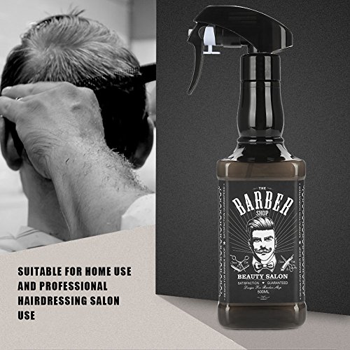 Botella pulverizadora de 500 ml, para peluquería, para pelo y peluquería, con pulverizador, para peluquería, flores o duchas, color negro