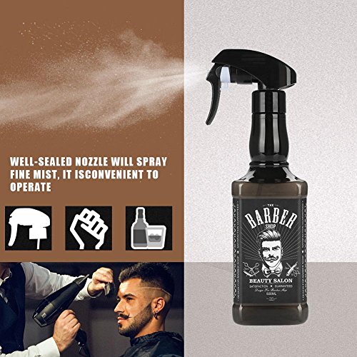 Botella pulverizadora de 500 ml, para peluquería, para pelo y peluquería, con pulverizador, para peluquería, flores o duchas, color negro