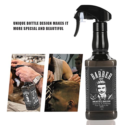 Botella pulverizadora de 500 ml, para peluquería, para pelo y peluquería, con pulverizador, para peluquería, flores o duchas, color negro