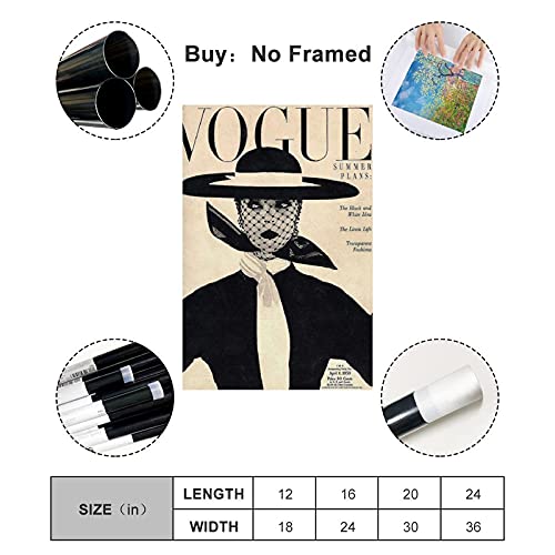 Botkin Póster vintage de Vogue con diseño de póster y pared de 30 x 45 cm