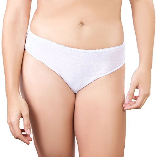 Bragas Desechables Súper Suave y Ligera de Algodón para Mujer (Lote de 5) - Ropa Interior de un Solo Uso para Maternidad Hospitales Viajes SPA Masajes (2) Medium Caderas 97-99 cm, Blanco