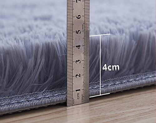 Brandname Alfombra De Pelo Largo, Antideslizante Super Suave Pelo Largo Fluffy Alfombra, para el Salón, Dormitorio, Comedor, Habitación Infantil Cabecera Alfombras (Negro, 80x160 cm)