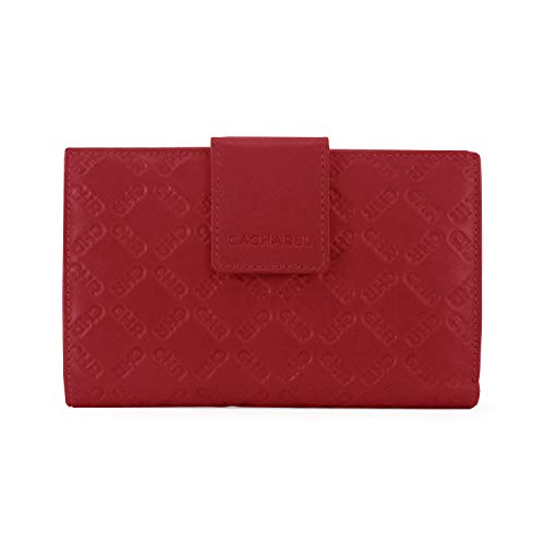 Cacharel Billetero Cartera Monedero Mujer en Piel Grabada (Rojo)