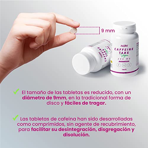 Cafeína Anhidra Pura de HSN | 120 Tabletas de 200 mg Cafeína Efecto Rápido | Dosis Elevada | No-GMO, Vegano, Sin Gluten