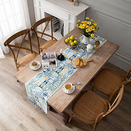Camino de Mesa Creativo y Abstracto Inspirado en Peces|Camino de Mesa de Poliéster Moderno para Comedor,Cocina Familiar,Decoración de Mesa de Café,Decoración de Fiestas,32x240 cm (12,5x94,4 in)