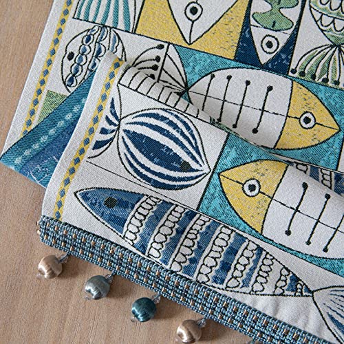 Camino de Mesa Creativo y Abstracto Inspirado en Peces|Camino de Mesa de Poliéster Moderno para Comedor,Cocina Familiar,Decoración de Mesa de Café,Decoración de Fiestas,32x240 cm (12,5x94,4 in)
