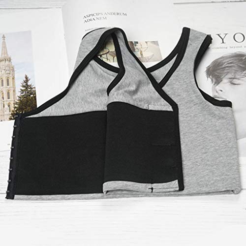 Carpeta de Pecho Tomboy Trans Lesbiana Camiseta Sin Mangas Corsé de Vendaje Súper Elástico Sujetador Deportivo Corto de Algodón Body Sculpting (Color : Gray, Size : X-Large)