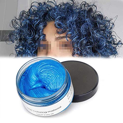 Cera de Color Para el Cabello, Tinte de Cabello Temporal Mujer y Hombre, Cera Pelo DIY, Fórmula Planta Lavable Cera de Peinado Natural Mate 4.23 OZ - Azul