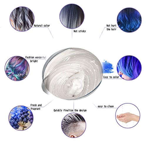 Cera de Color Para el Cabello, Tinte de Cabello Temporal Mujer y Hombre, Cera Pelo DIY, Fórmula Planta Lavable Cera de Peinado Natural Mate 4.23 OZ - Azul