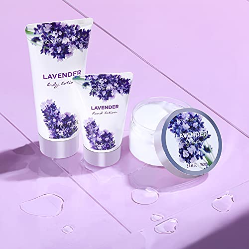Cestas Regalo Mujer, Body & Earth Set Regalo Mujer Kits de Baño Spa 11 Piezas Aroma de Lavanda con Gel de Ducha Burbujas de Baño Aceite Esencial Caja Regalo Mujer para Navidad Cumpleaños Aniversario